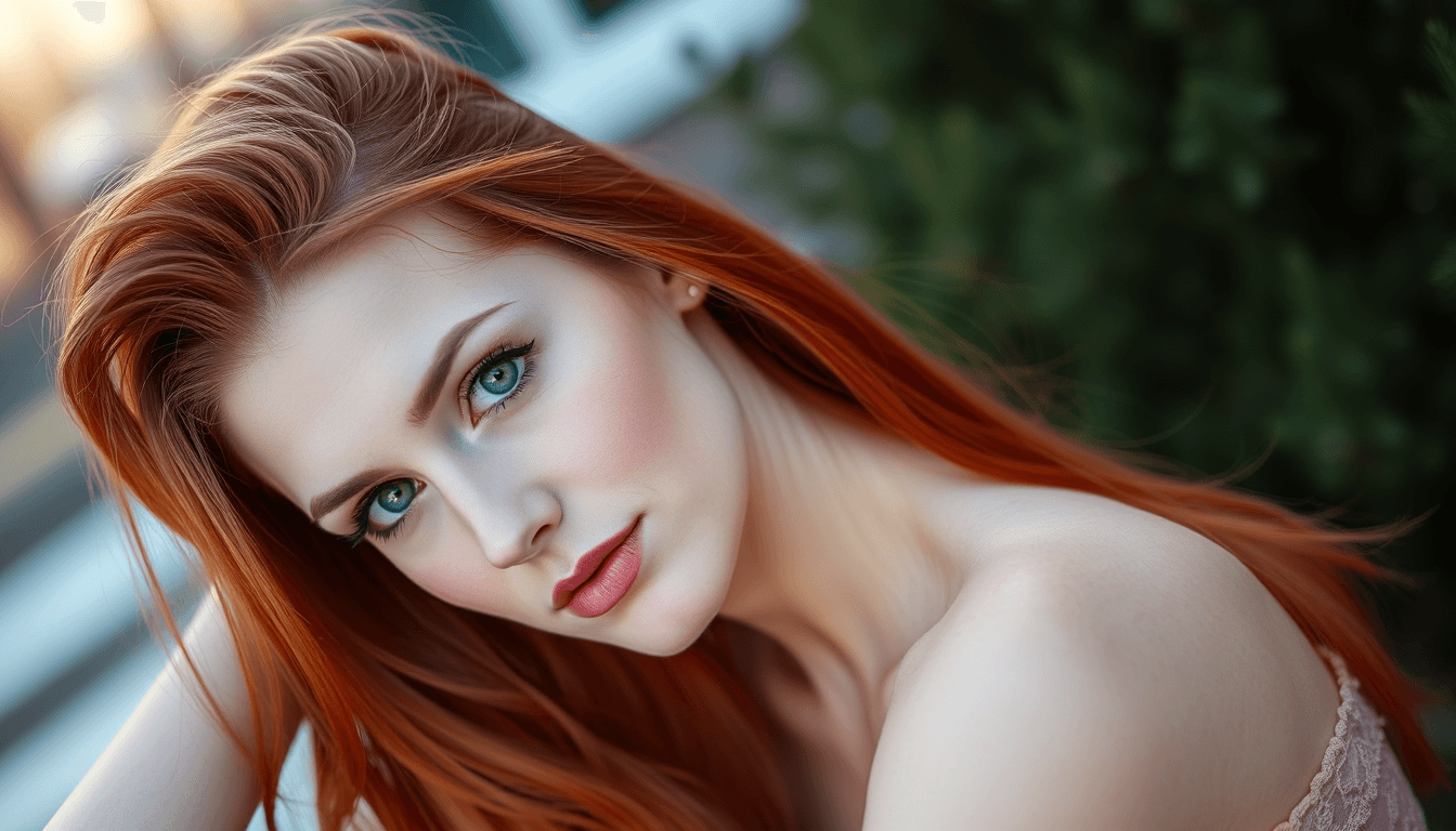 a beautiful woman 30 years old, red hair and green eyes. Full Body ,Photo realistic