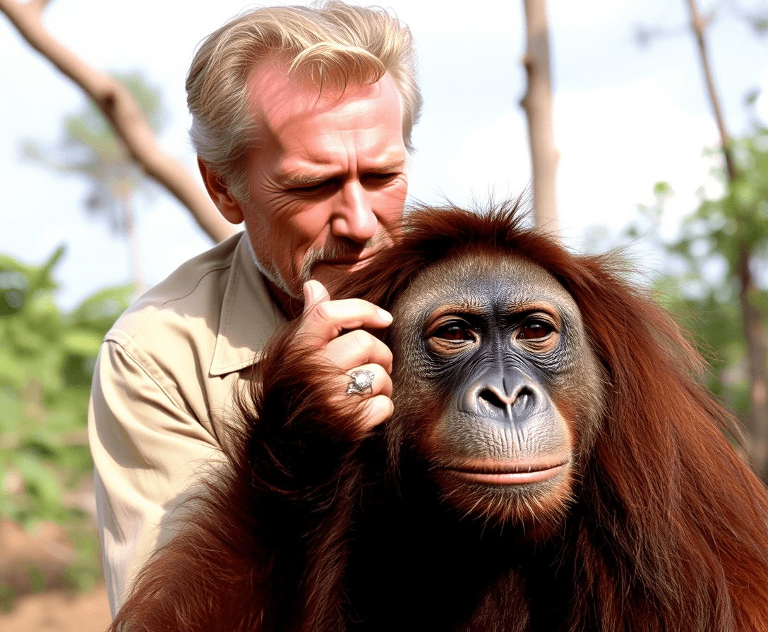 Clint Eastwood playing with an orangutan 