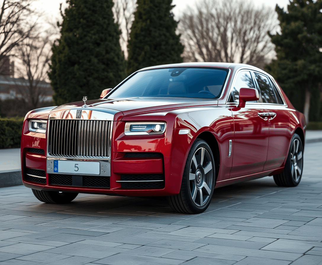 a rolls royce car with crimson red colour
