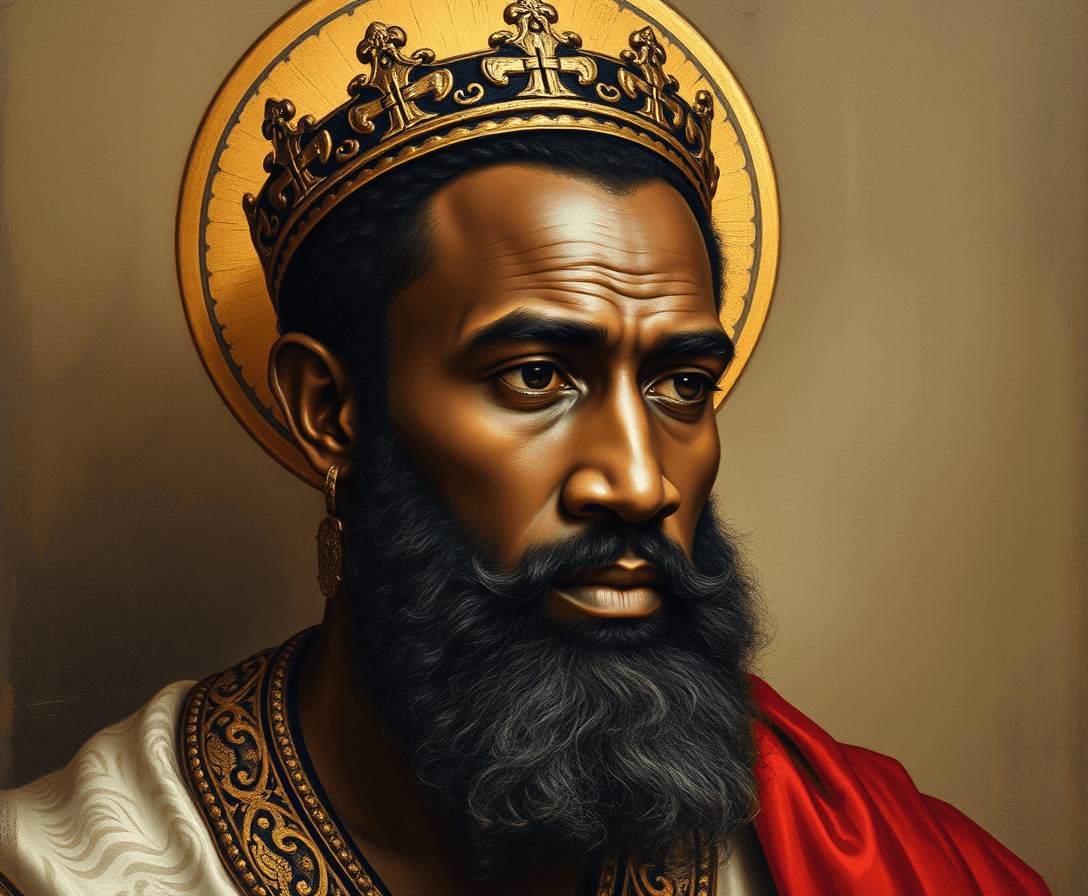 A portrait of St. Augustine, which looks like a social media post, taking into consideration his African heritage.