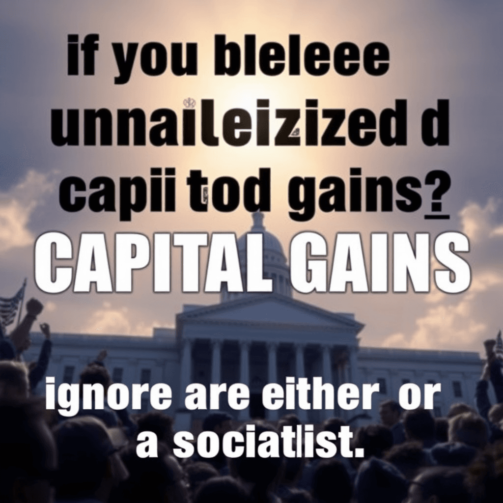 create an image that shows If you believe taxing unrealized capital gains is a good thing then you are either ignorant or a socialist.