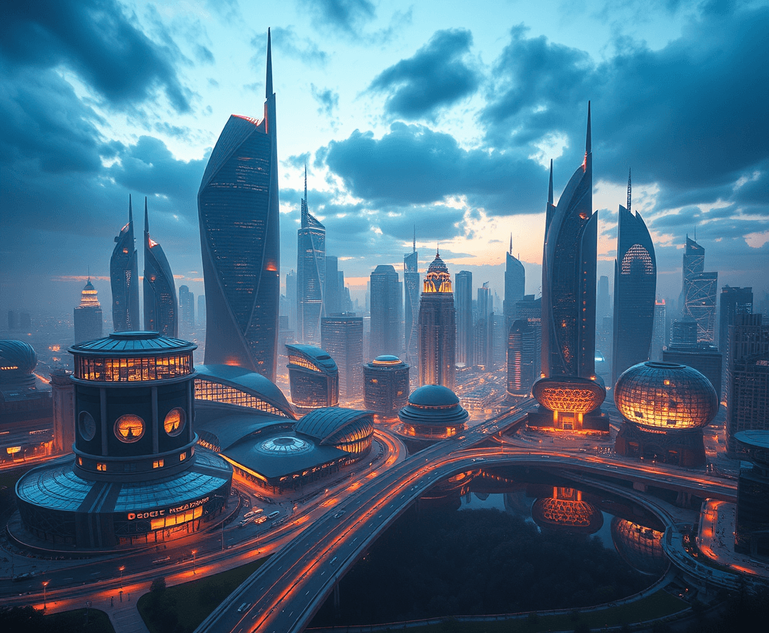 Futuristic city in year 2050