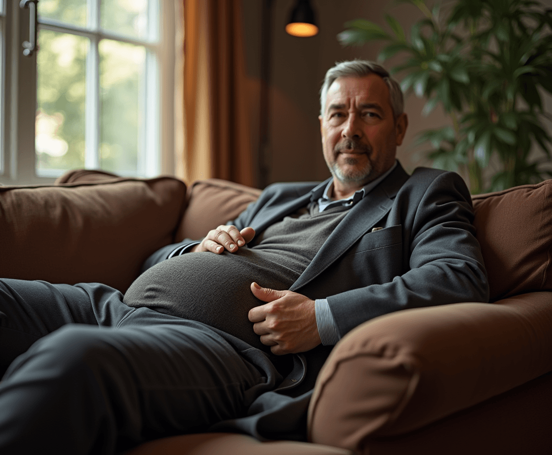 salesman with mole on couch