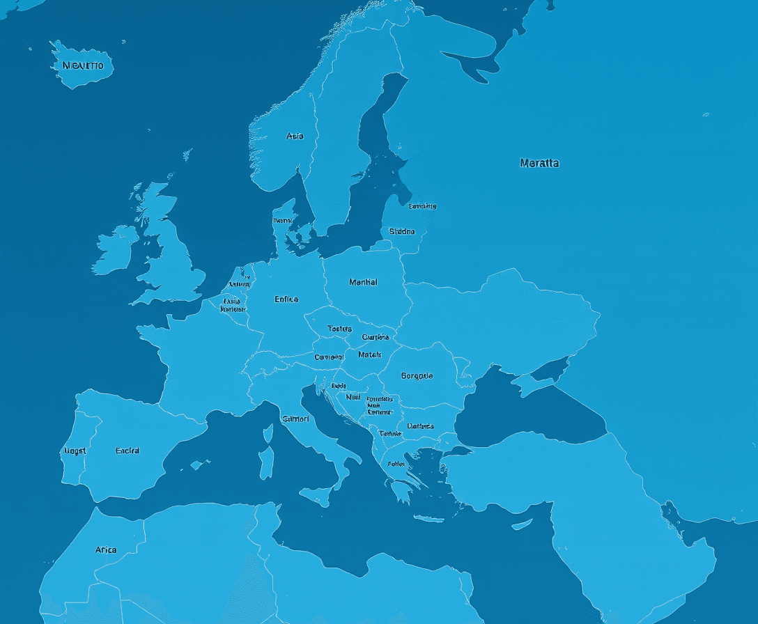 create a professional map of europe, asia and africa. Highlight the countries in the MENA region and mark their capitals on the map. Use a light steel blue theme
