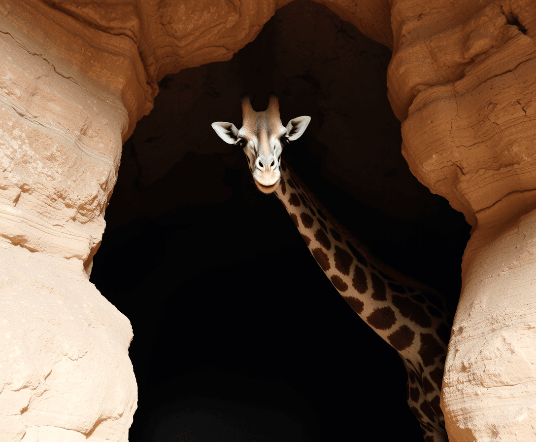 giraffe in cave