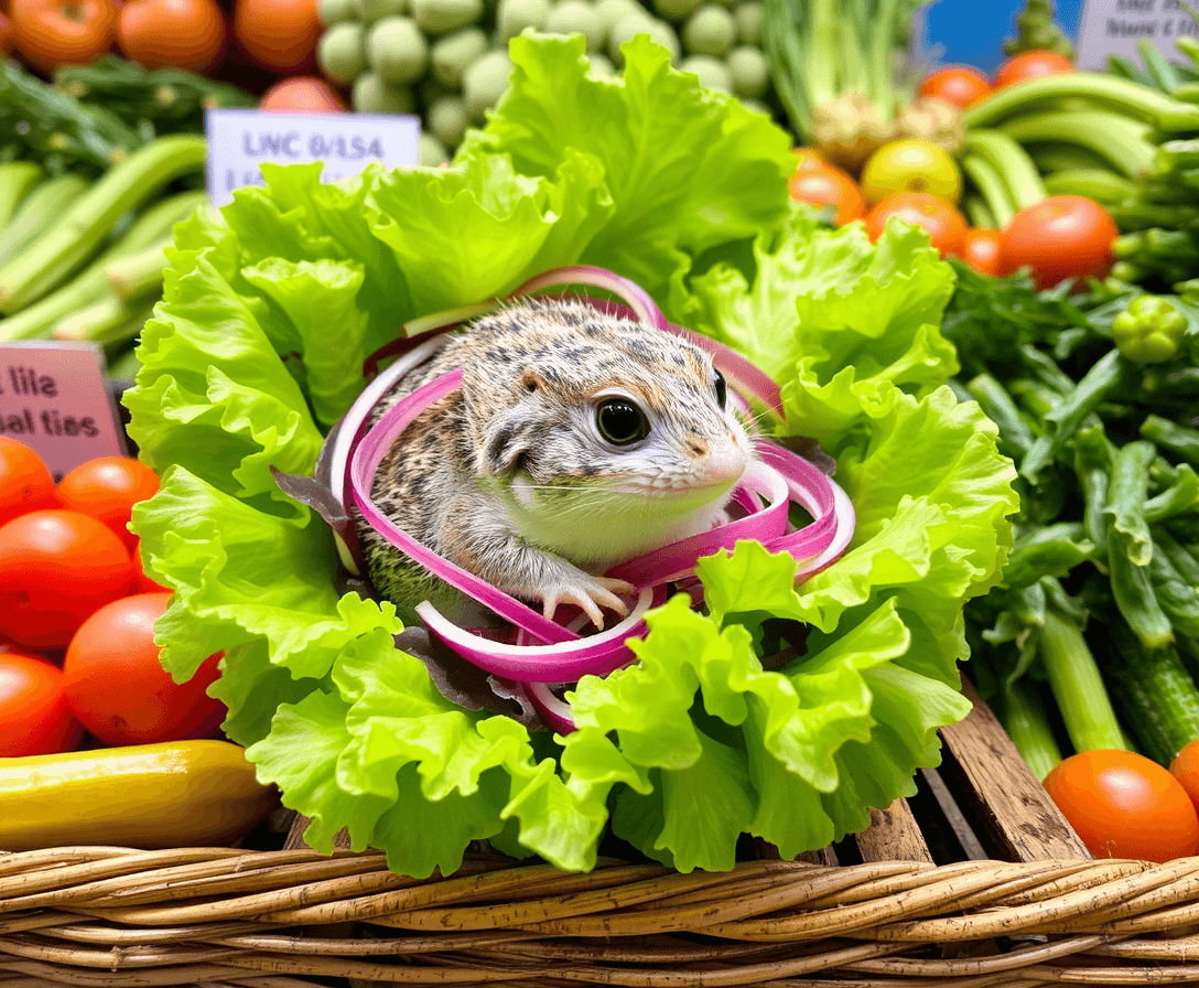 una lechuga de ensalada en un mostrador de una tienda de verduras