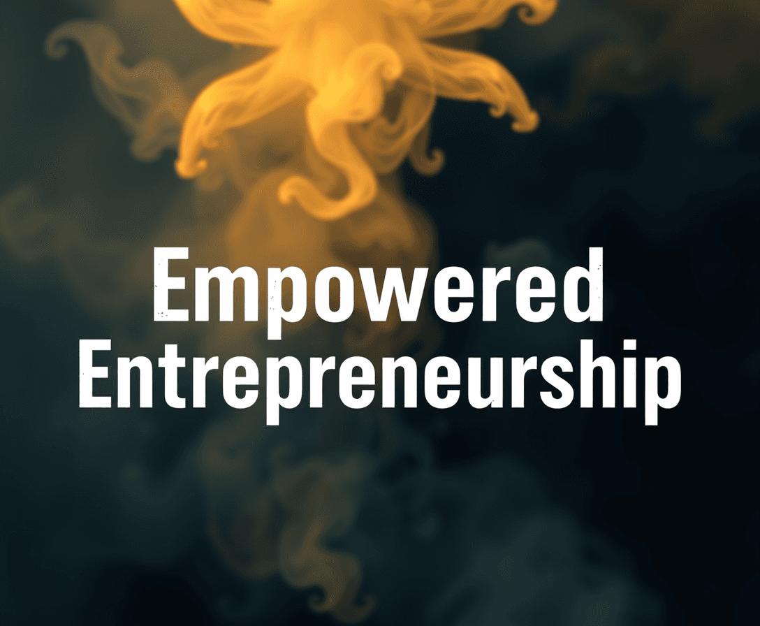 "Create an image that embodies the essence of the title 'Empowered Entrepreneurship' Focus on capturing the mood,
theme, and atmosphere suggested by the title. Consider the setting, characters, and symbolic
elements that could be associated with it. Use colors, lighting, and composition to reflect the
emotions or concepts that the title evokes. The image should evoke curiosity and convey the
underlying story or message hinted at by the title, even to those unfamiliar with the book."