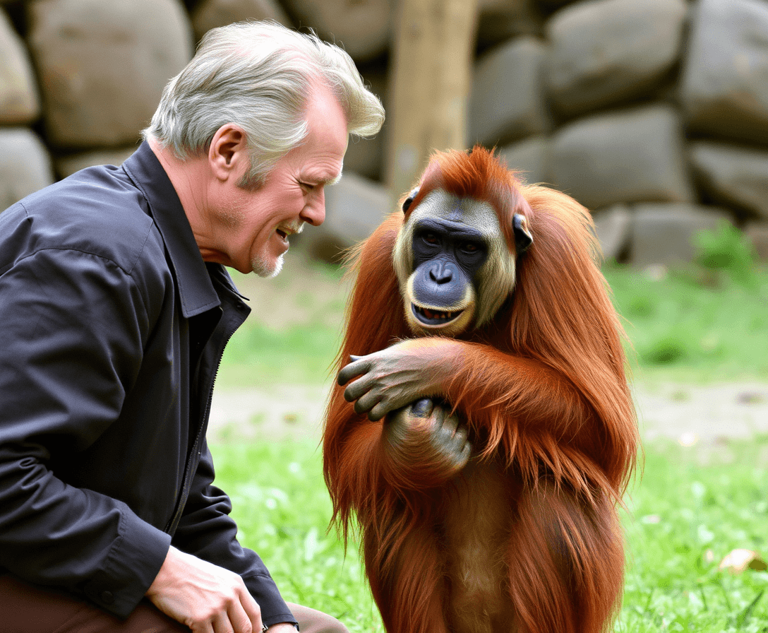 Clint Eastwood playing with an orangutan 