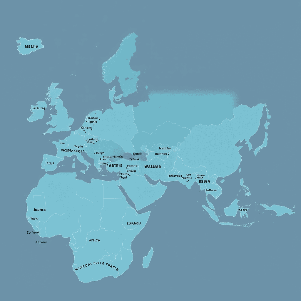 create a professional map of europe, asia and africa. Highlight the countries in the MENA region and mark their capitals on the map. Use a light steel blue color scheme
