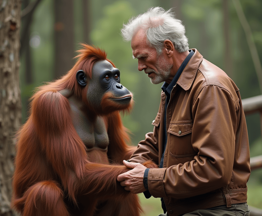 Clint Eastwood playing with an orangutan 