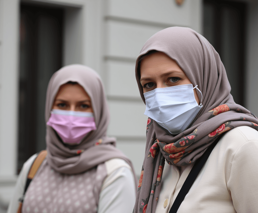 ukranian women wearing covid mask 

