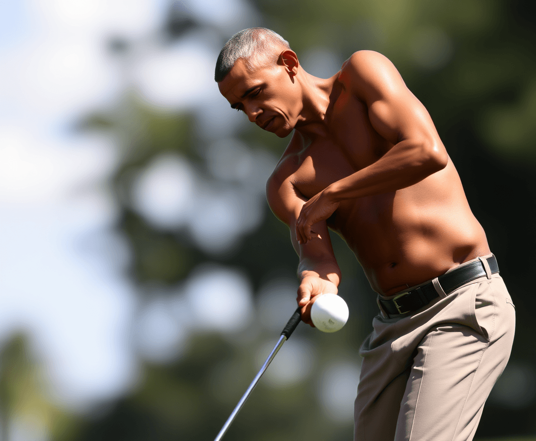 obama naked playing golf