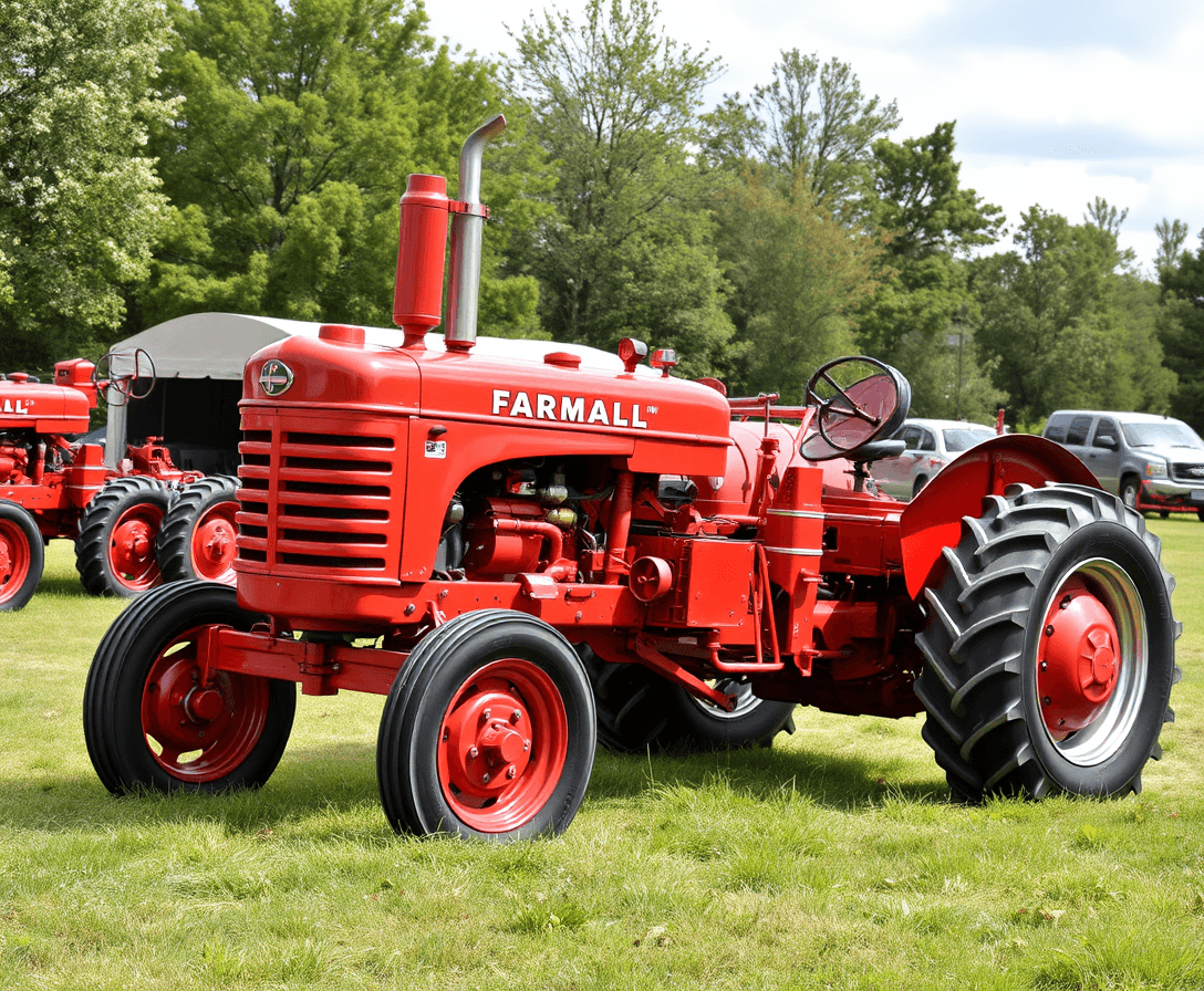 a stylized farmall tractor pull
