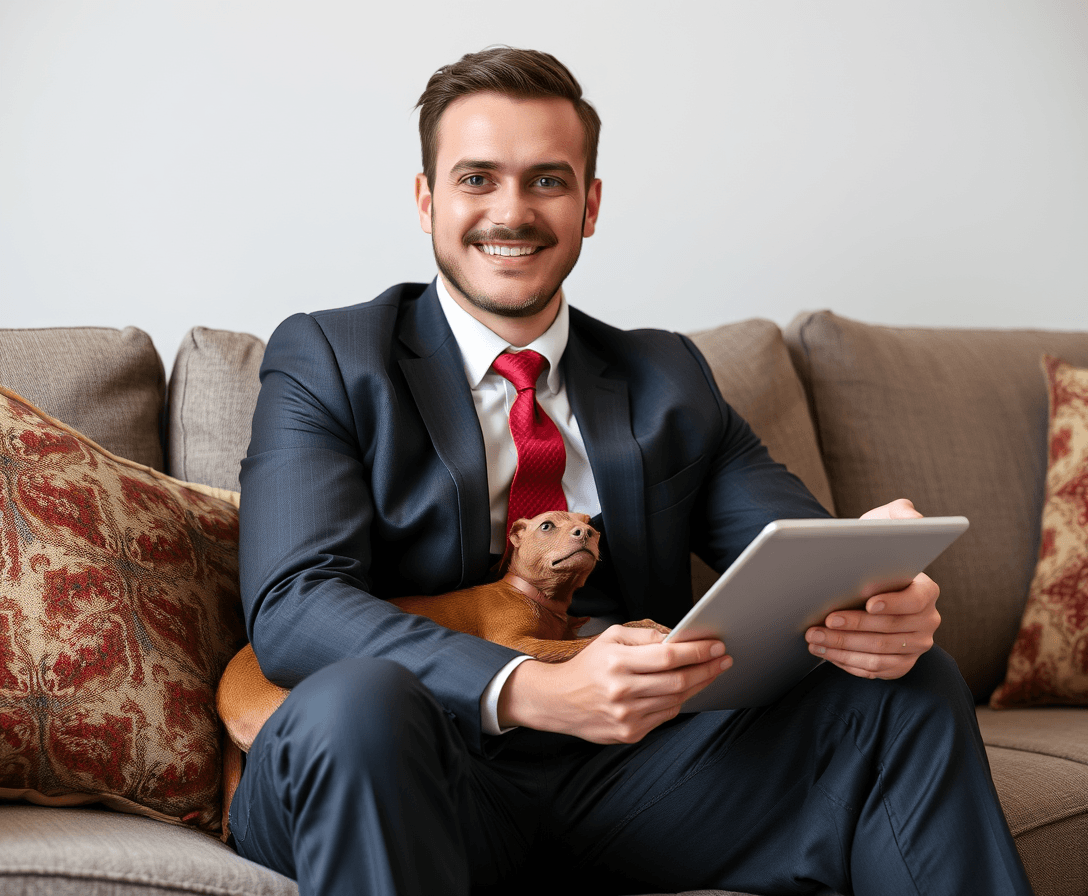 salesman with mole on couch