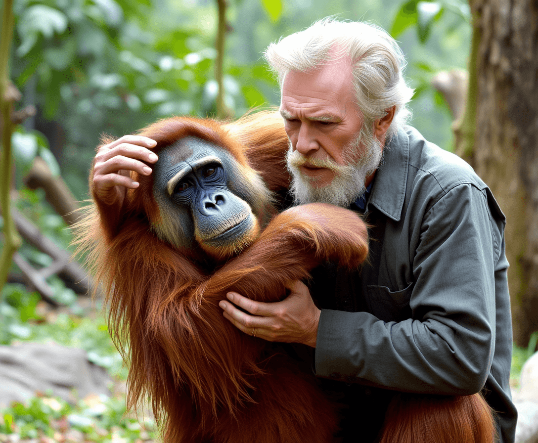 Clint Eastwood playing with an orangutan 