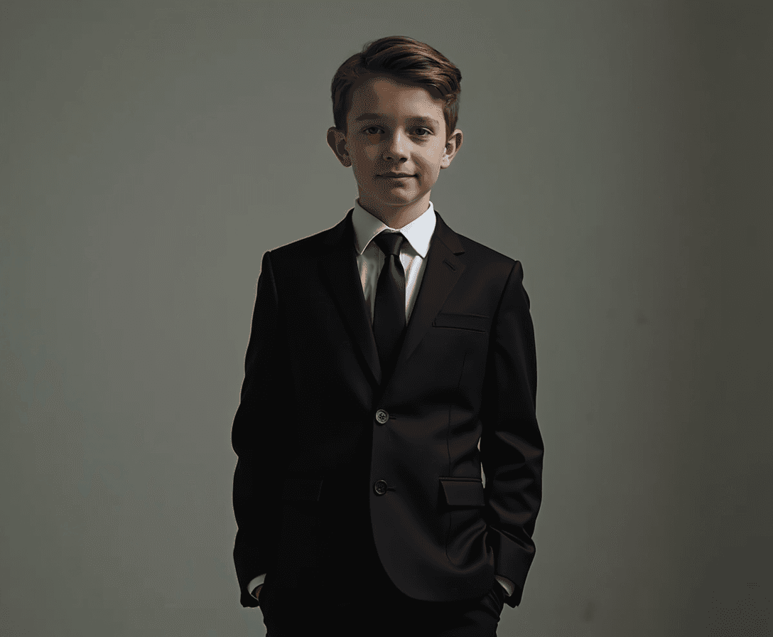 IMAGINE A BOY WEARING A BLACK SUIT

