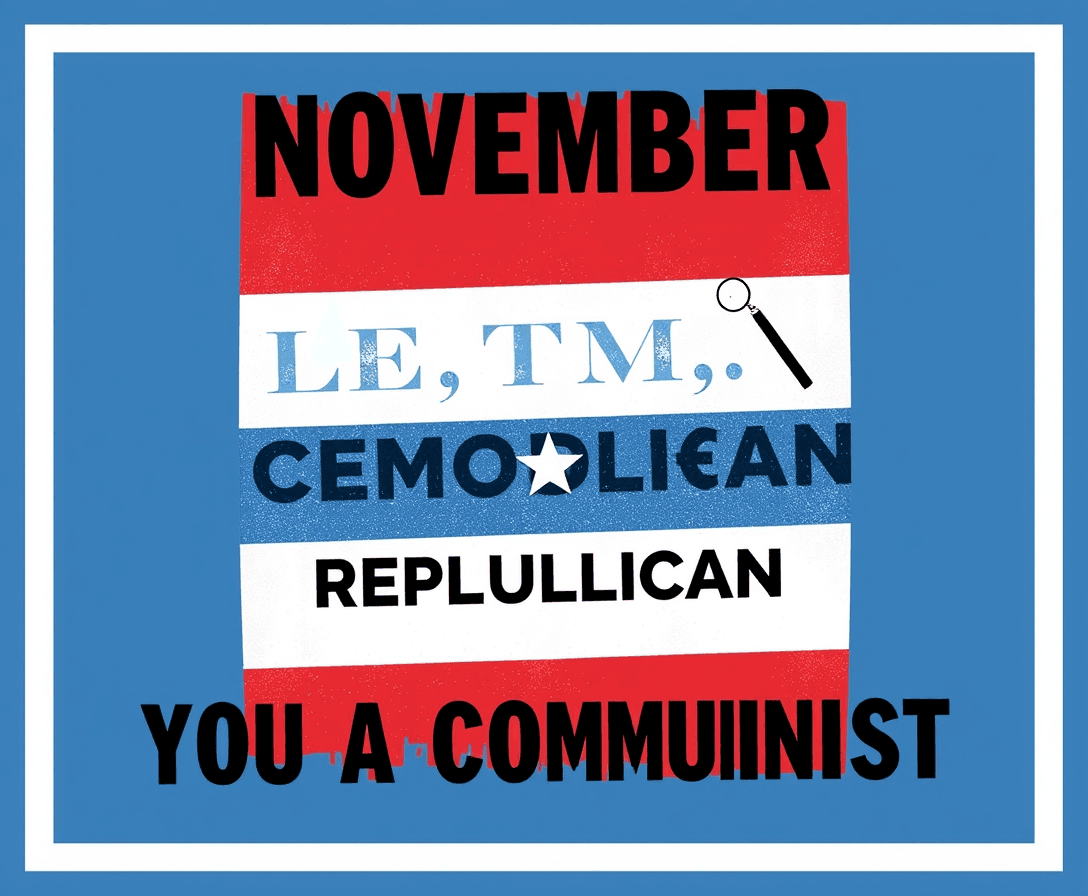 Create an image showing that in the November, if you vote Democrat over Republican, you are a Communist.