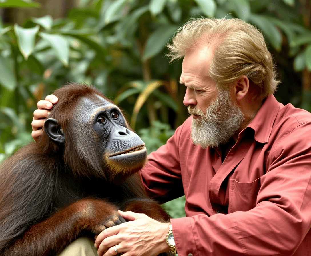 Clint Eastwood playing with an orangutan 